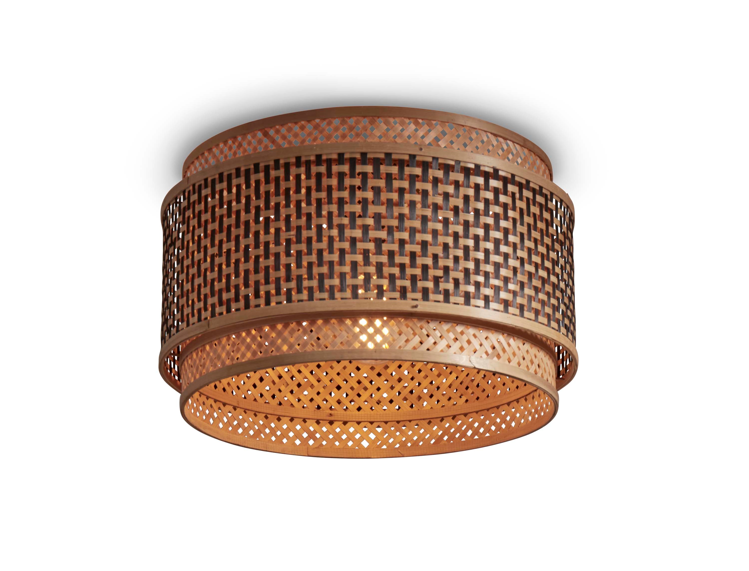 Good&amp;Mojo Ceiling lamp Bhutan bamboo/shade round dia.40xh.25cm black/natural.. L