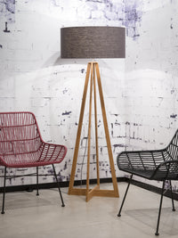 Bambus Stehleuchte 4-Bein Everest H.158cm/Schirm 60x30cm, Leinen dunkelgrau