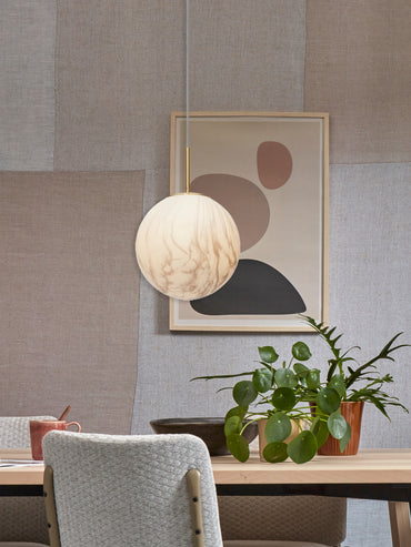 It's About Romi Hängelampe Glas/Eisen Carrara Kugel Durchm. 28x42cm weißer Marmordruck/Gold, L