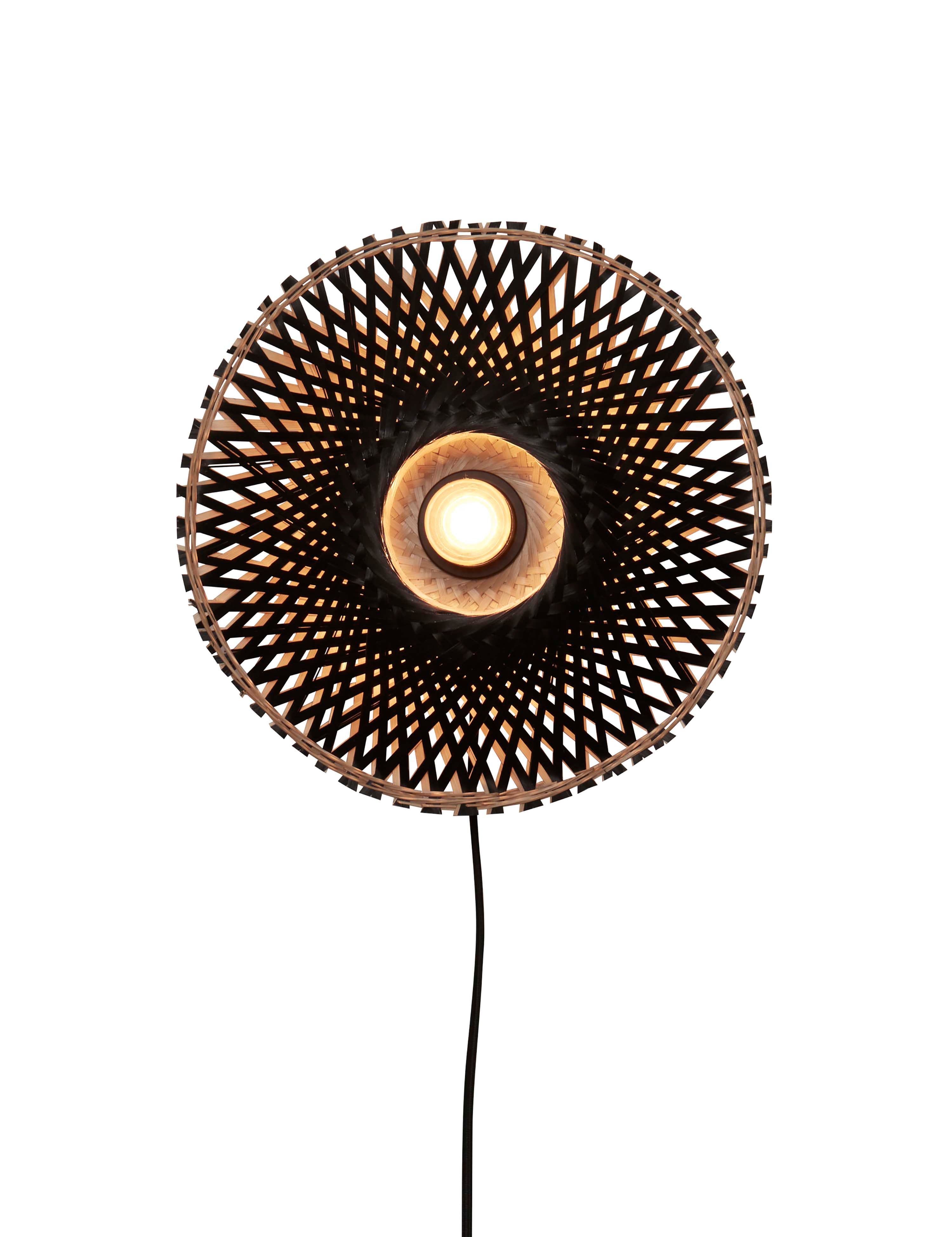 Good&amp;Mojo Wandleuchte Kalimantan XS aus Bambus, Durchmesser 30 x 8 cm. Schwarz