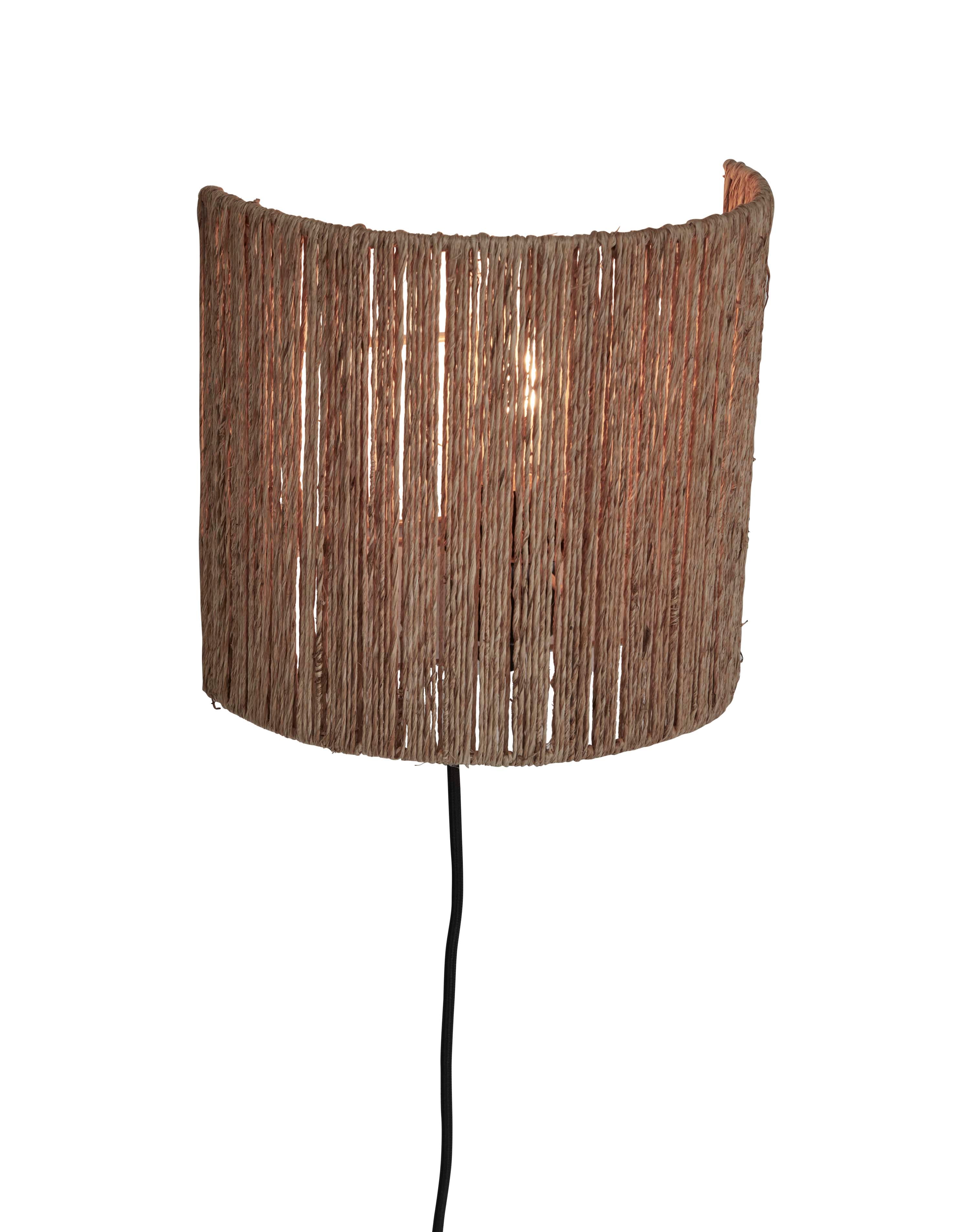 Good&Mojo Wandlamp Iguazu jute/halfrond h.22x25cm naturel. S