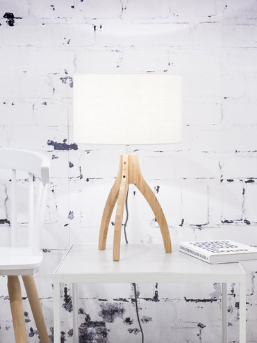 Good&amp;Mojo Tischleuchte Bambus 3-Bein Annapurna H.54cm/Schirm 32x20cm, Leinen weiß