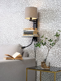 It's About Romi Wandleuchte Eisen Florence H.52cm Regal+USB+Leselampe 15000Std./Schirm 18x15cm inkl. Dimmer, d.linen