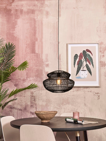 Good&amp;Mojo Hängelampe Sansibar Rattan/rund Ø40xh.30cm. Schwarz