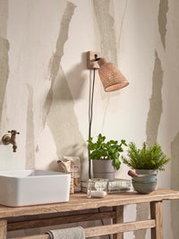 Wandleuchte Java Bambus Natur Durchmesser 10x10cm/Schirm 15x17cm. nass.