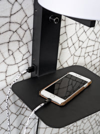 It's About Romi Wandleuchte Eisen Florence E14 m. Ablage + USB H.42cm inkl. Dimmer/Schirm 18x15cm, T. Leinen