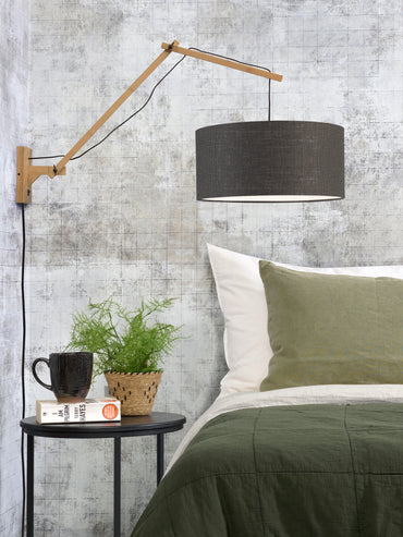 Good&Mojo Wandlamp Andes bamboe nat./kap 47x23cm ecolin. d.grijs, L