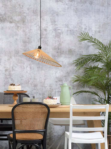 Bromo Bambus Pendelleuchte asymm. Durchmesser 60 x 13 cm, natur, L