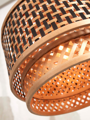 Good&amp;Mojo Ceiling lamp Bhutan bamboo/shade round dia.40xh.25cm black/natural.. L