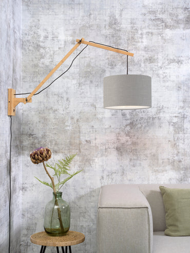 Good&Mojo Wandlamp Andes bamboe nat./kap 33x20cm ecolin. l.grijs, L