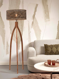 Good&amp;Mojo Java floor lamp, 3 legs, natural bamboo, height 150cm/shade diameter 50x22cm, black/natural.