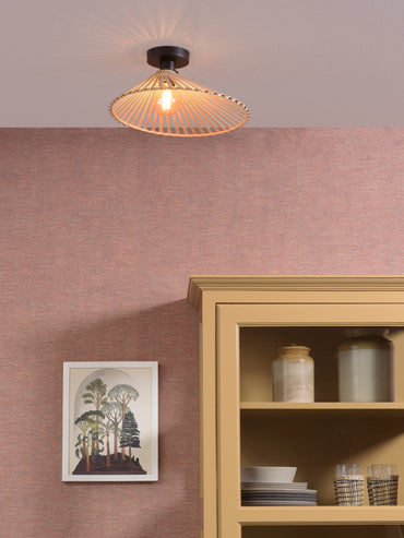 Good&amp;Mojo Ceiling lamp Bromo bamboo asymm. dia.40x11cm natural, S