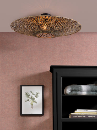 Good&amp;Mojo Bali bamboo ceiling lamp, diameter 87x20cm, black/natural, L