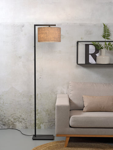 It's About Romi Stehleuchte Eisen/Schwarz Boston H.160cm/Schirm 32x20cm, dunkles Leinen