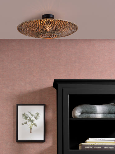 Good&amp;Mojo Bali bamboo ceiling lamp, diameter 60x15cm, black/natural, M