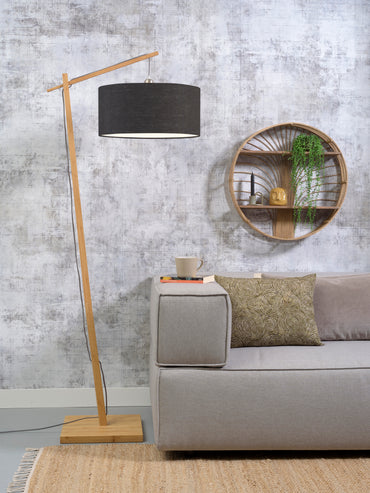 Good&Mojo Vloerlamp Andes bamboe h.176cm/kap 47x23cm eco linnen, donkergrijs