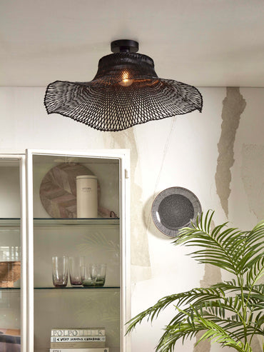 Good&amp;Mojo Ceiling lamp Ibiza bamboo wavy dia.65xh.20cm black. L