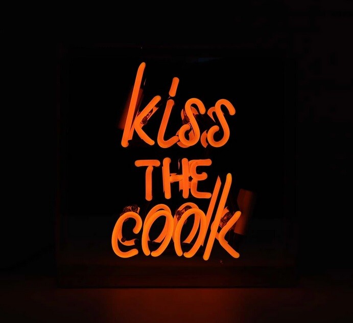 Locomocean Kiss the Cook Neon sign orange arcrylic box